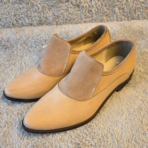 Free People Tan Leather Suede Ankle Booties Pointed Toe Slip On Shoes EU 37 6.5‎